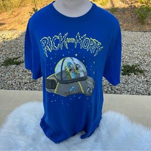 Mens Adult Swim Rick and Morty Blue Shirt XL